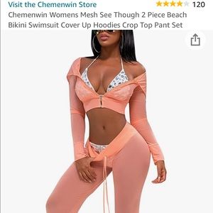 Sexy Orange/coral Mesh Swim Cover Up